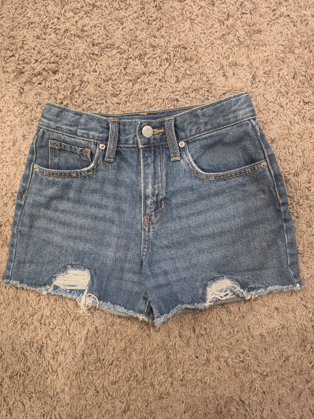 Old Navy Medium Blue Distressed High-Rise Denim Shorts